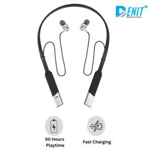 Denit Bluetooth Neckband with Up to 50 Hours Playtime and Stereo Sound, Magnetic earbuds,Voice Assistant with Mic (Jazz)